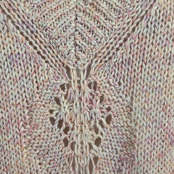 Theory UDA Rainbow Tape Sweater V Neck Open Knit Pink Size Medium - Picture 5 of 8